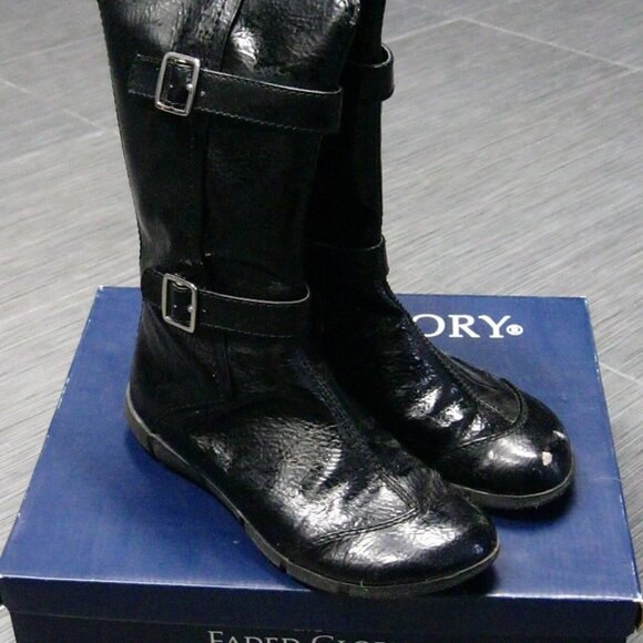 FADED GLORY Black Boots with Buckle & Back Zipper Shoes Girls Size 13 w/BOX - Picture 5 of 11